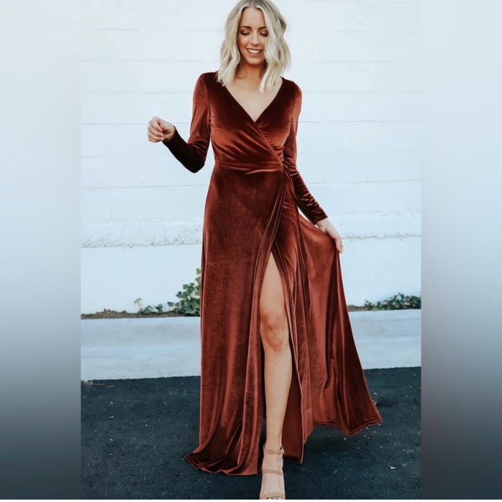 Baltic Born‎ Esmeralda Velvet Wrap Rust Dress Large Wedding Party bridesmaid